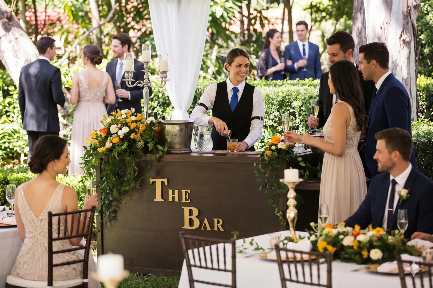 Mobile bar service at Mia Bella Gardens wedding venue in Mims, Brevard County Florida